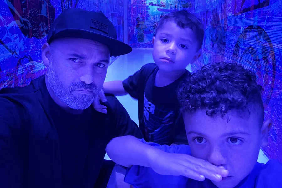 Mike with the kids